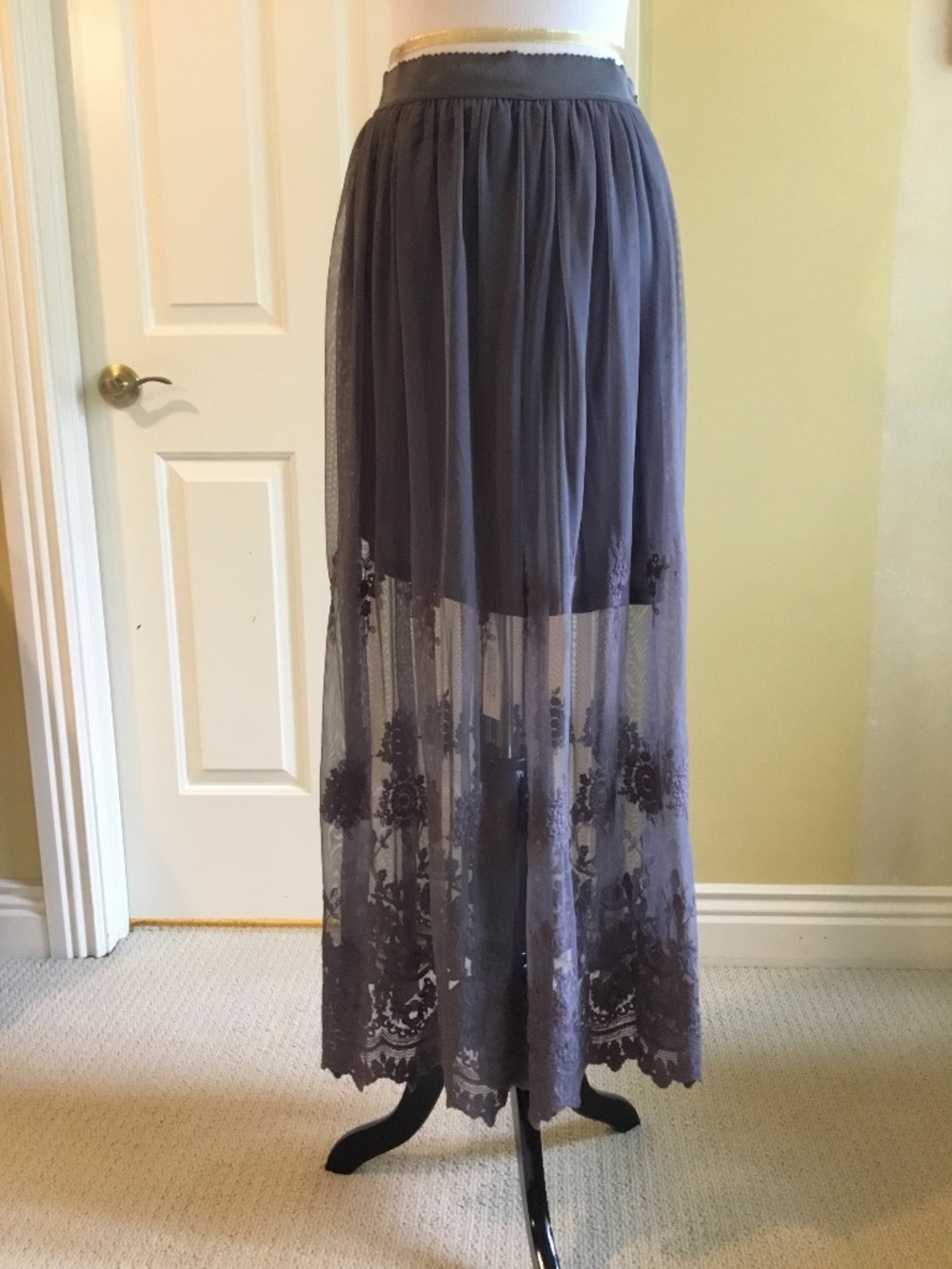 Maya embroidered tulle midi/maxi skirt